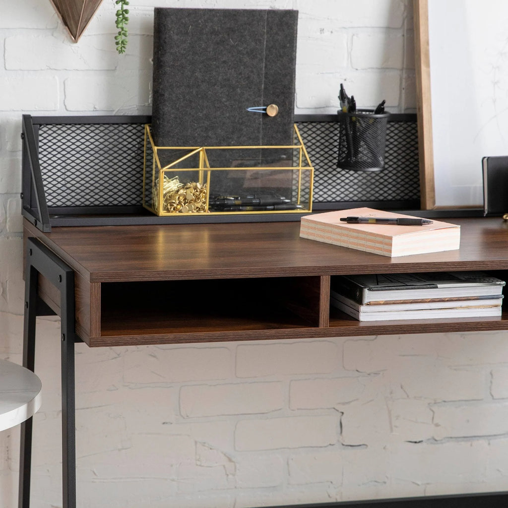 Dark Walnut Mesh Back Writing Desk A503