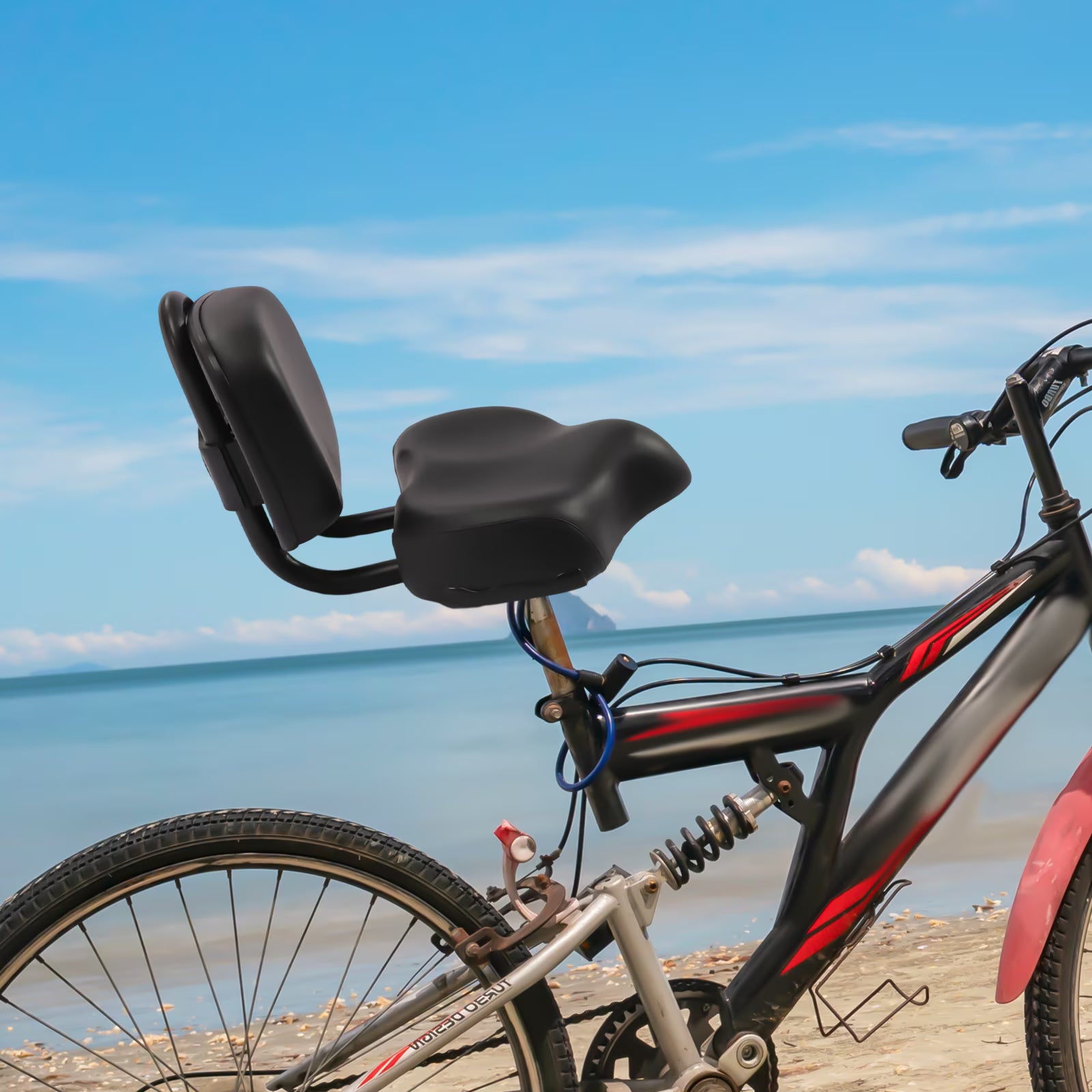 Extra Wide Leather Bike Saddle Seat with Backrest C588470