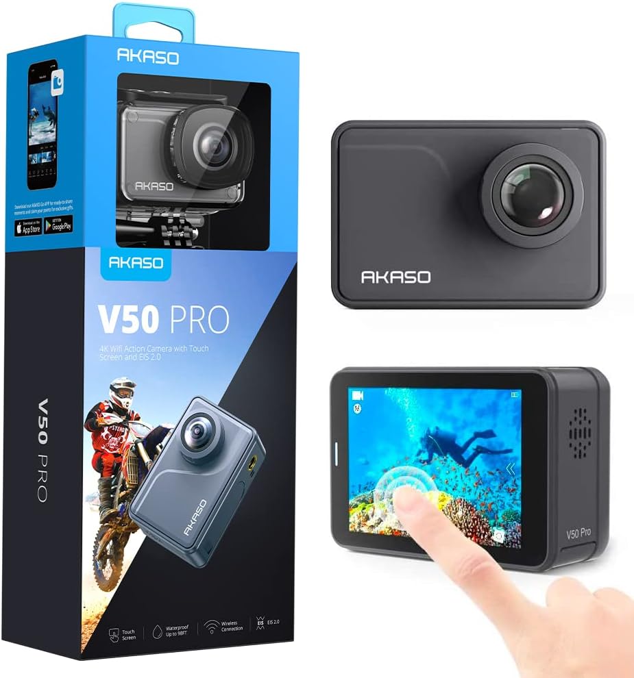 4K60fps Action Camera with 3 Batteries and Accessory Kit V306