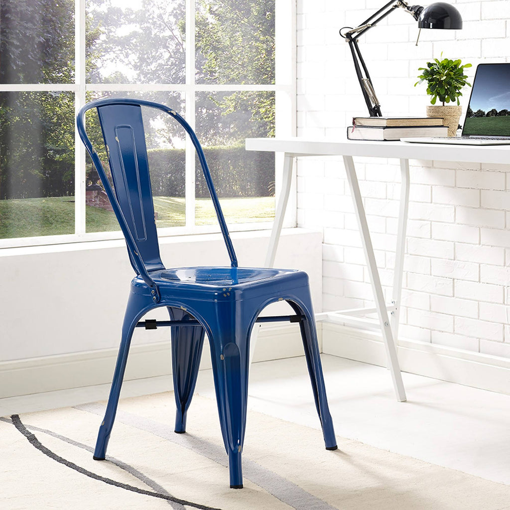 Navy Blue Metal Cafe Chair M498