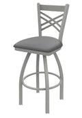 25 inch Swivel Counter Stool with Anodized Nickel Finish and Grey Seat M789460