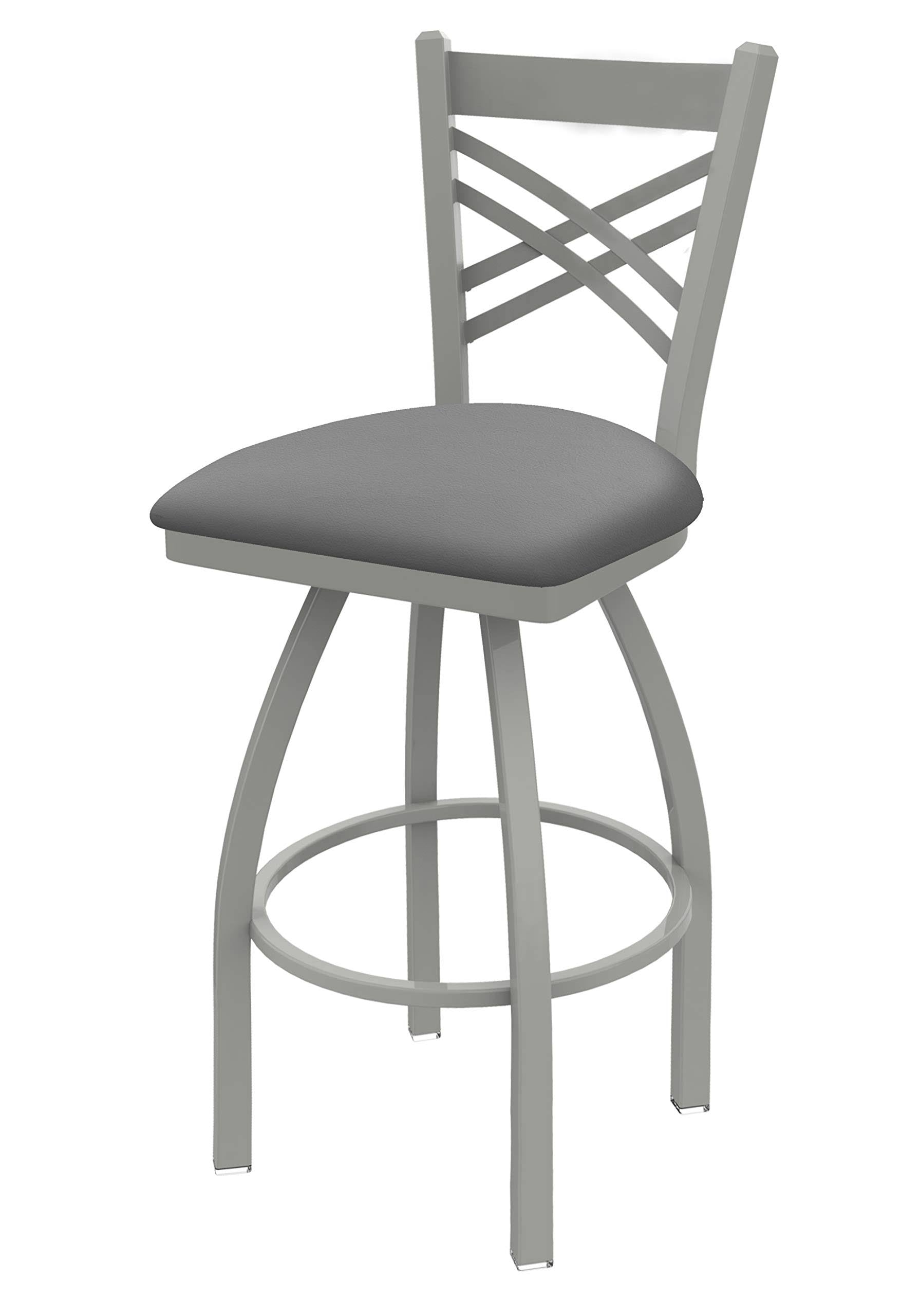25 inch Swivel Counter Stool with Anodized Nickel Finish and Grey Seat M789460