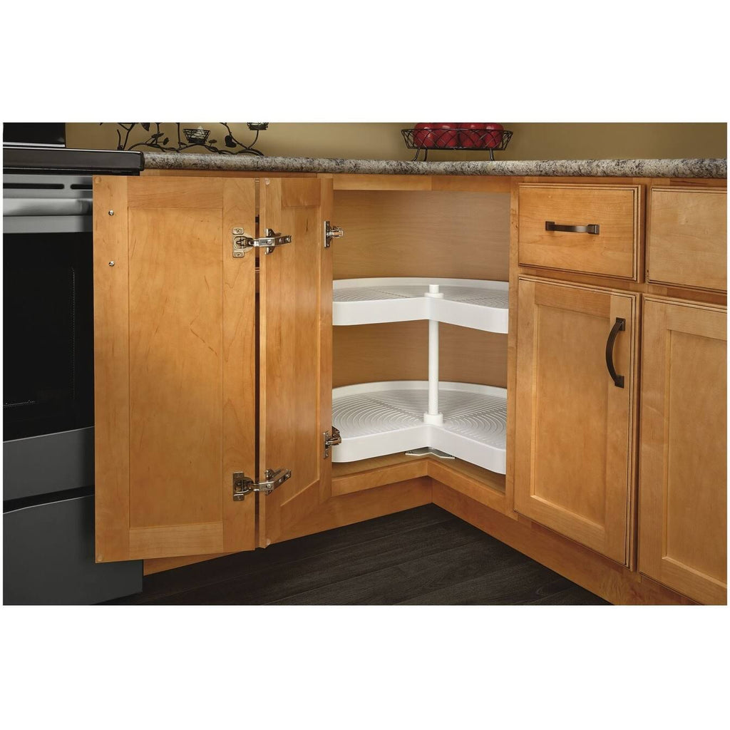 White Polymer Kidney Lazy Susan 2-Shelf E403414