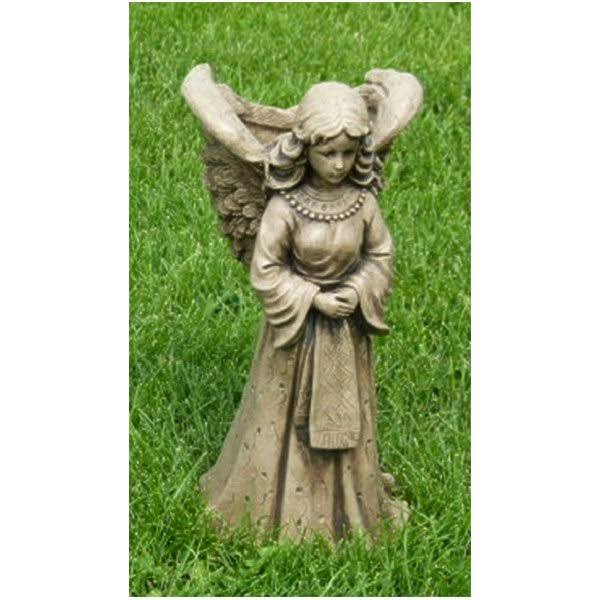 18” Angel with Basket Outdoor Garden Statue Chestnut Finish B278