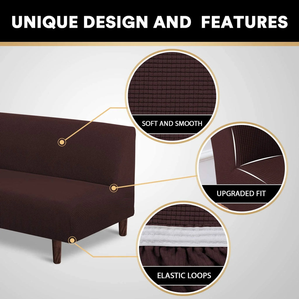 Checked Pattern Jacquard Futon Cover with Elastic Bottom N7856