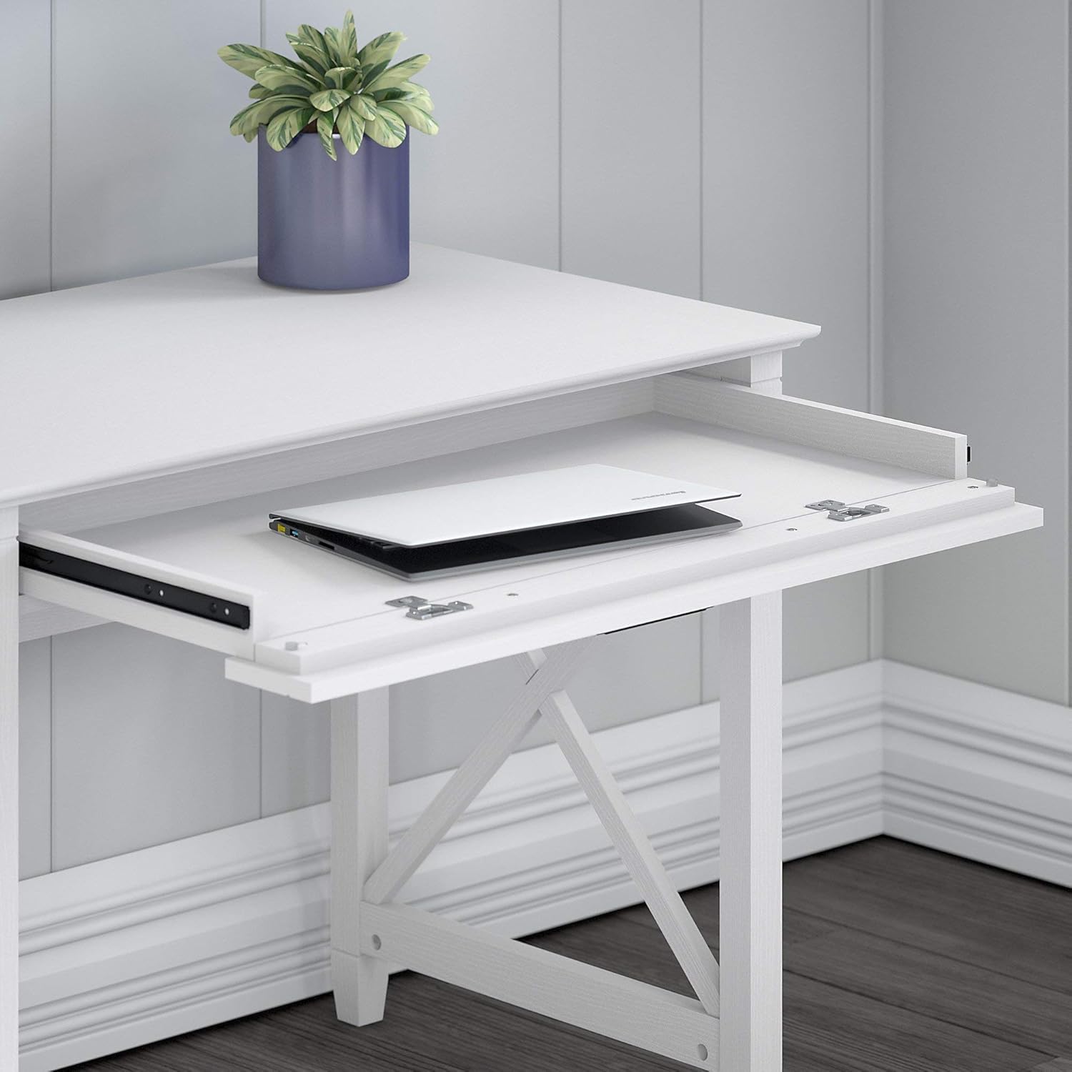 54W Computer Desk with Storage and 2 Drawer Mobile File Cabinet, Pure White Oak M81999