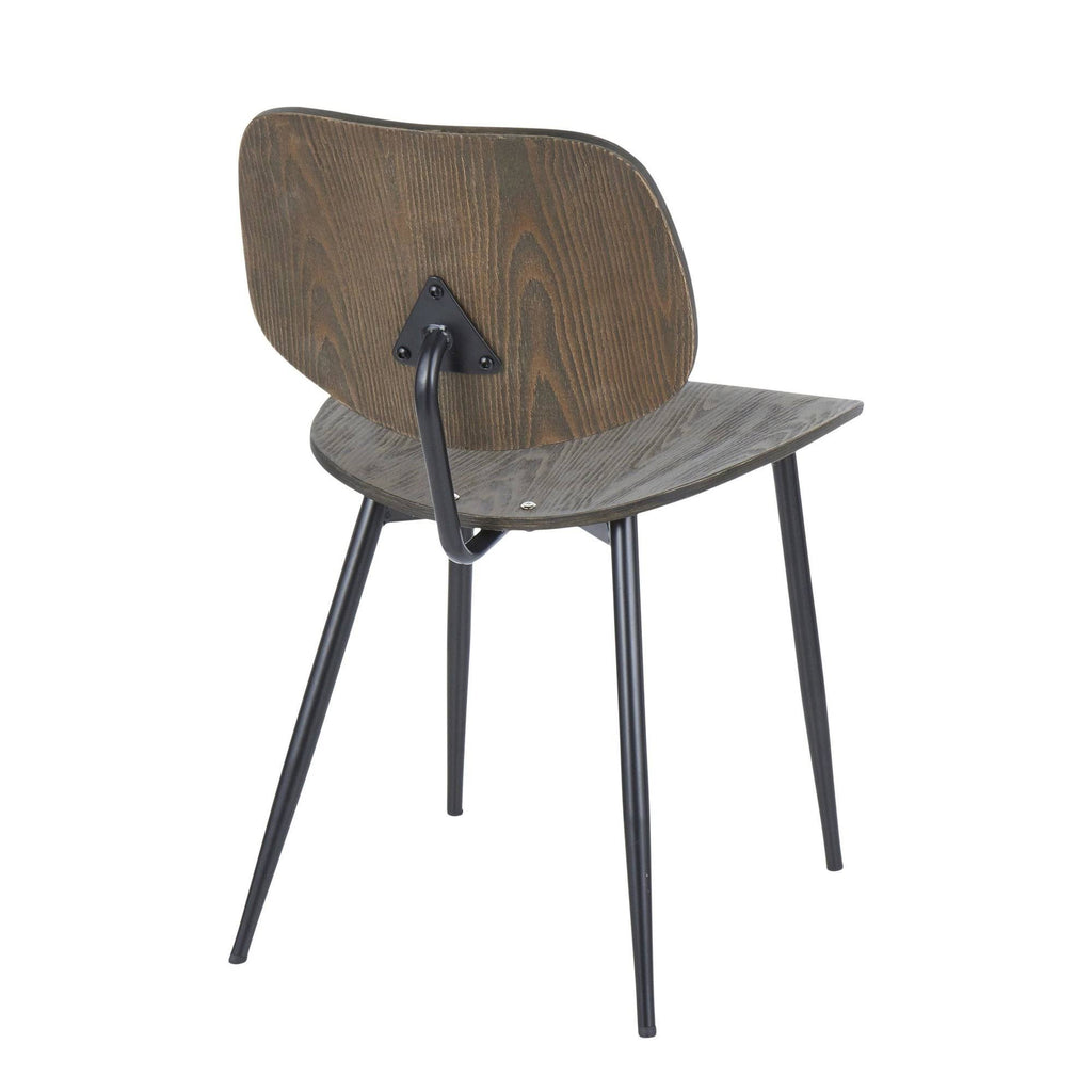 Set of 2 Black Metal and Curved Espresso Wood Industrial Chair O336