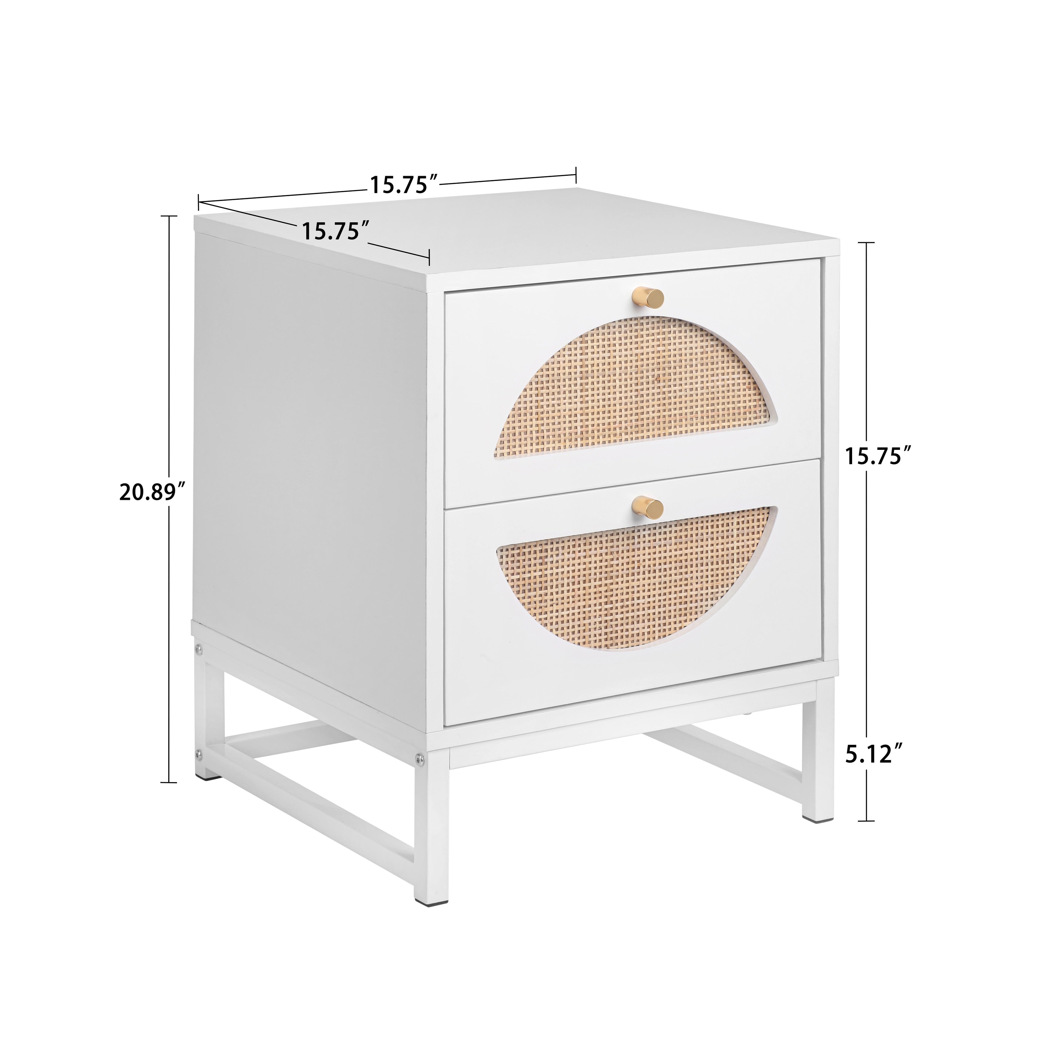 Walnut Rattan Side Table Set of 2 H1809