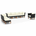 8 Piece Black Poly Rattan Outdoor Sectional Furniture Set A886946