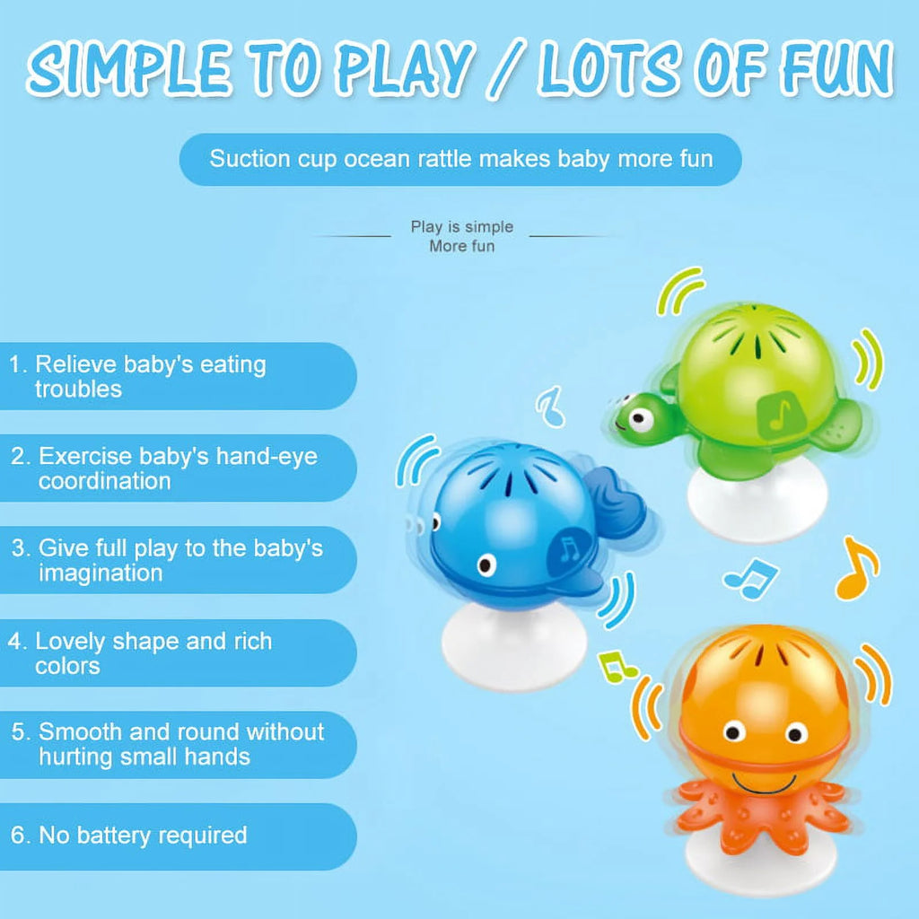 3 Pack Baby Rattles Set Suction Cup Toys U383861