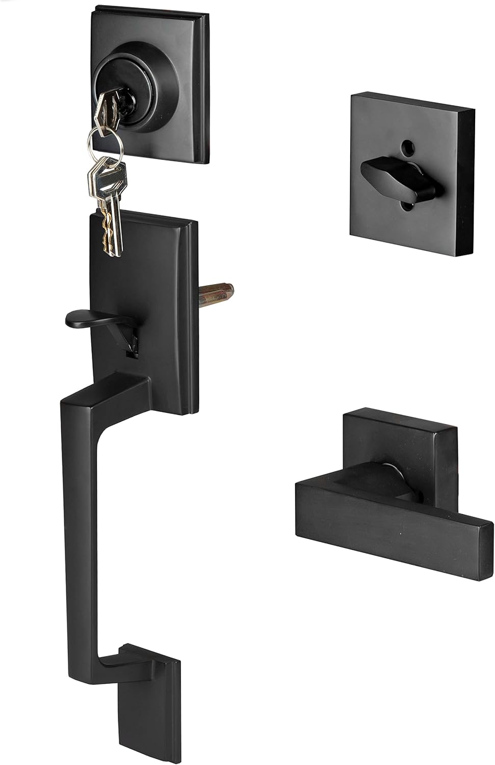 Black Single Cylinder Deadbolt Handleset with Lever, Pack of 2 A8755