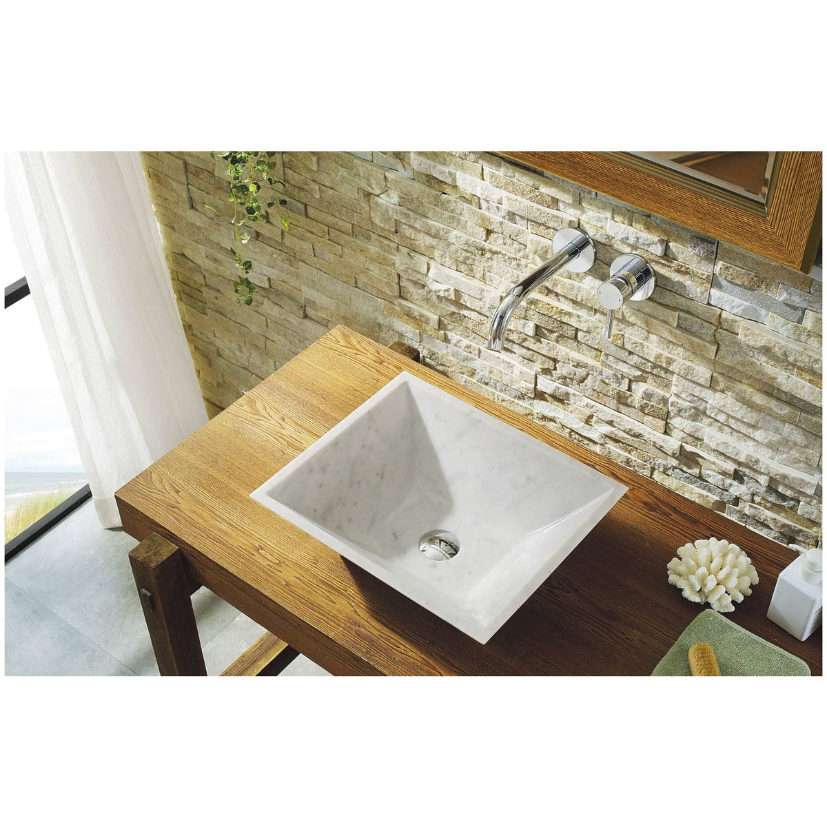 Bianco Carrara Marble Vessel Bathroom Sink I7598