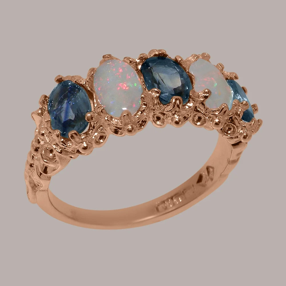 18k Rose Gold Natural Sapphire & Opal Eternity Ring W2024