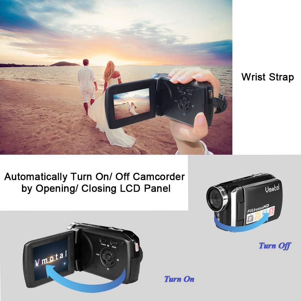 Kids Video Camcorder FHD 1080P 12.0MP 2.8 Inch LCD 8X Digital Zoom Camera Black Pack of 2 P8468
