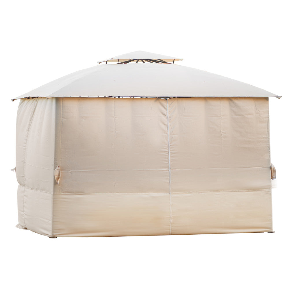 Beige 12x10ft Outdoor Hardtop Gazebo with Mosquito Netting C723234