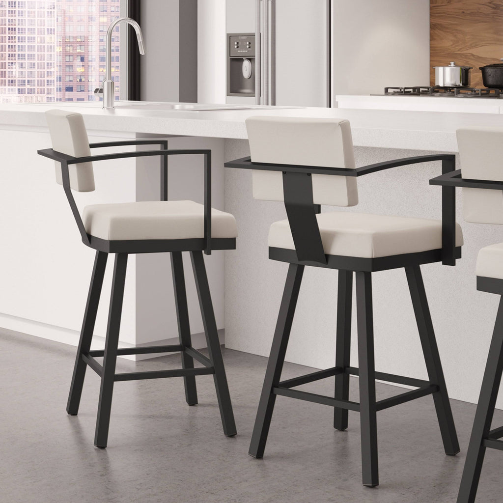 Dark Navy Blue Swivel Bar Stool with Arms D4654