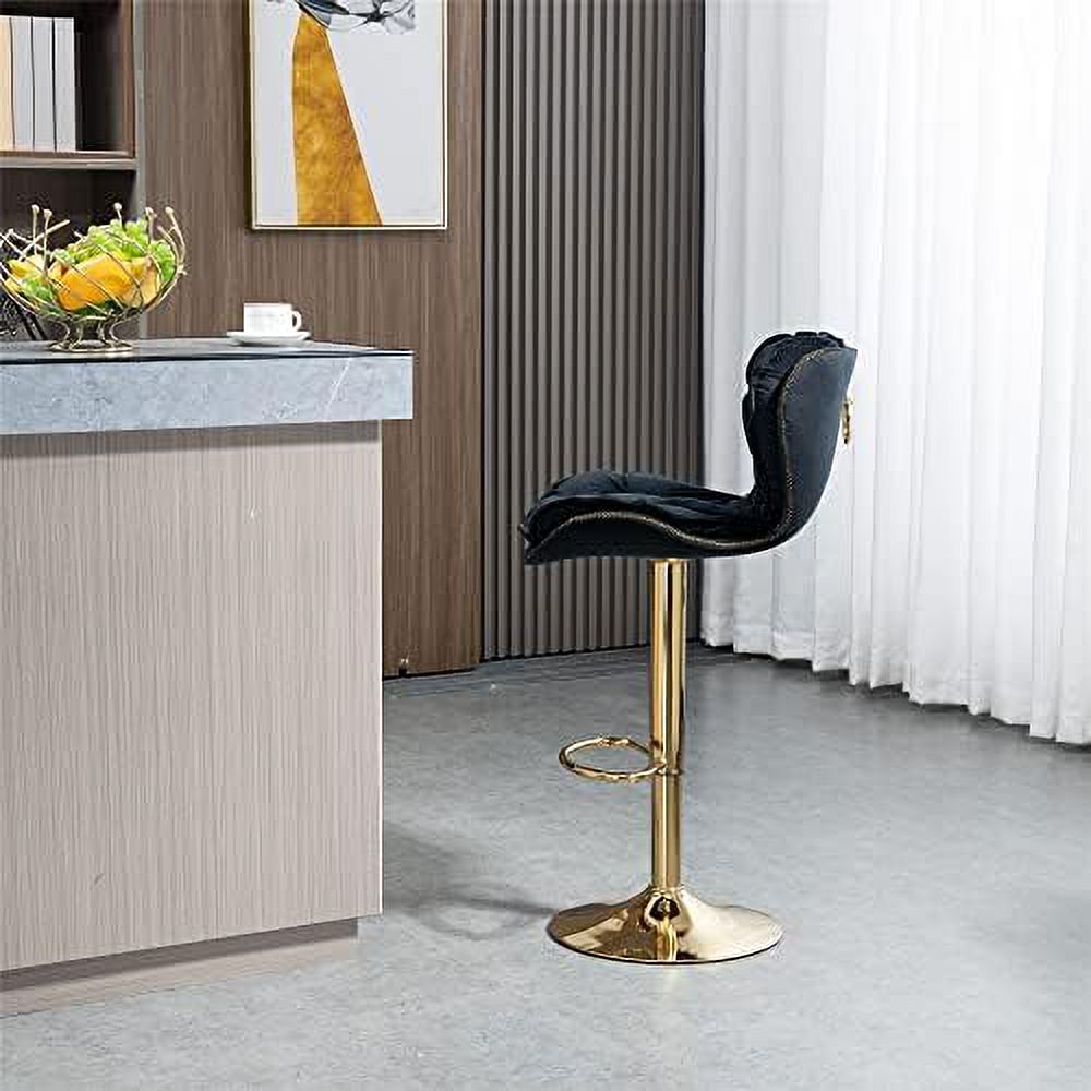 Rose Red Velvet Adjustable Counter Stools with Swivel Seat B2892