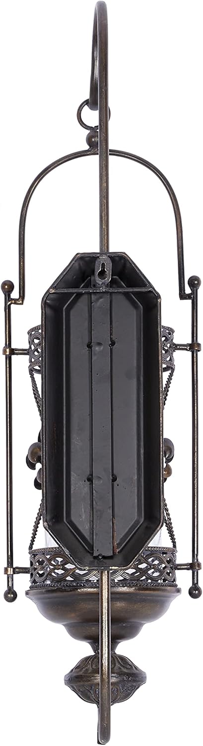 Textured Bronze Metal and Glass Floral Candle Sconce M763164