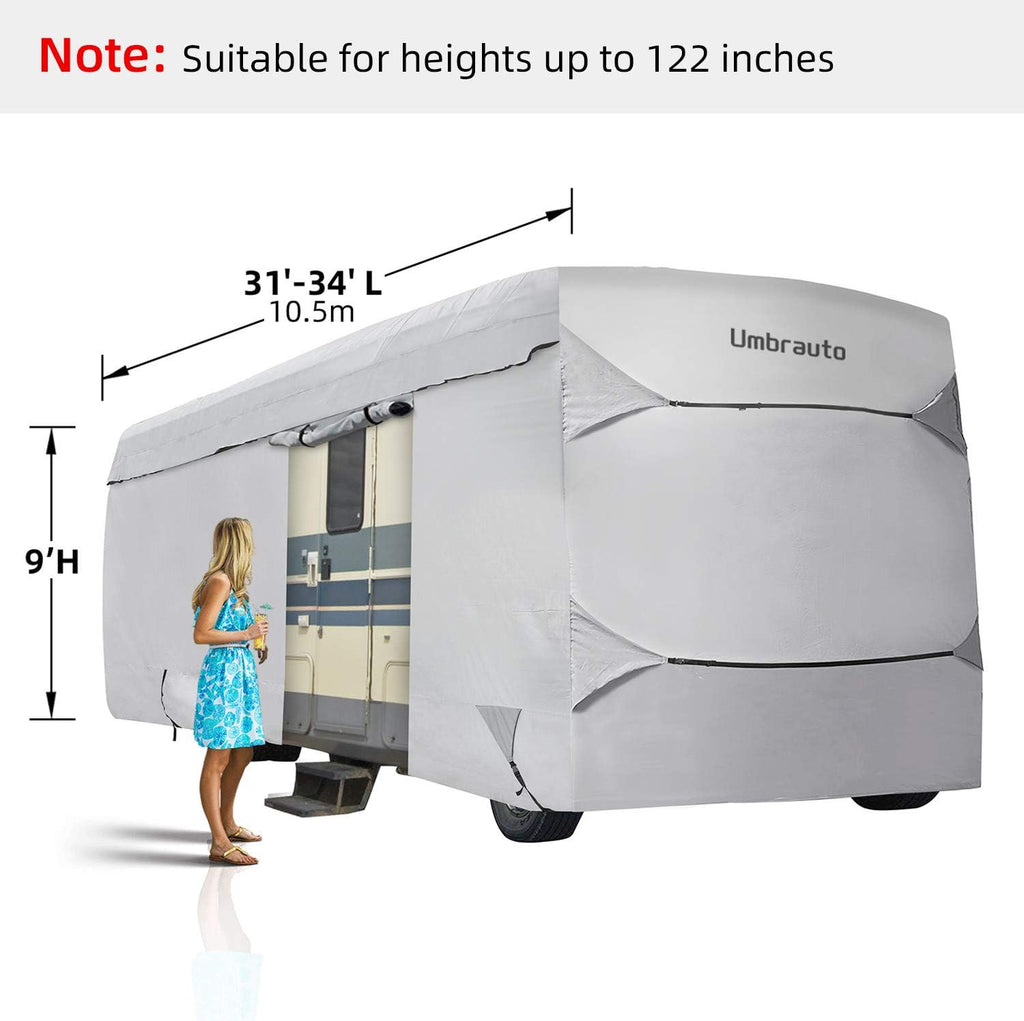 Grey 3 Layers Polypro RV Cover for 31-34Ft Motorhome U7415