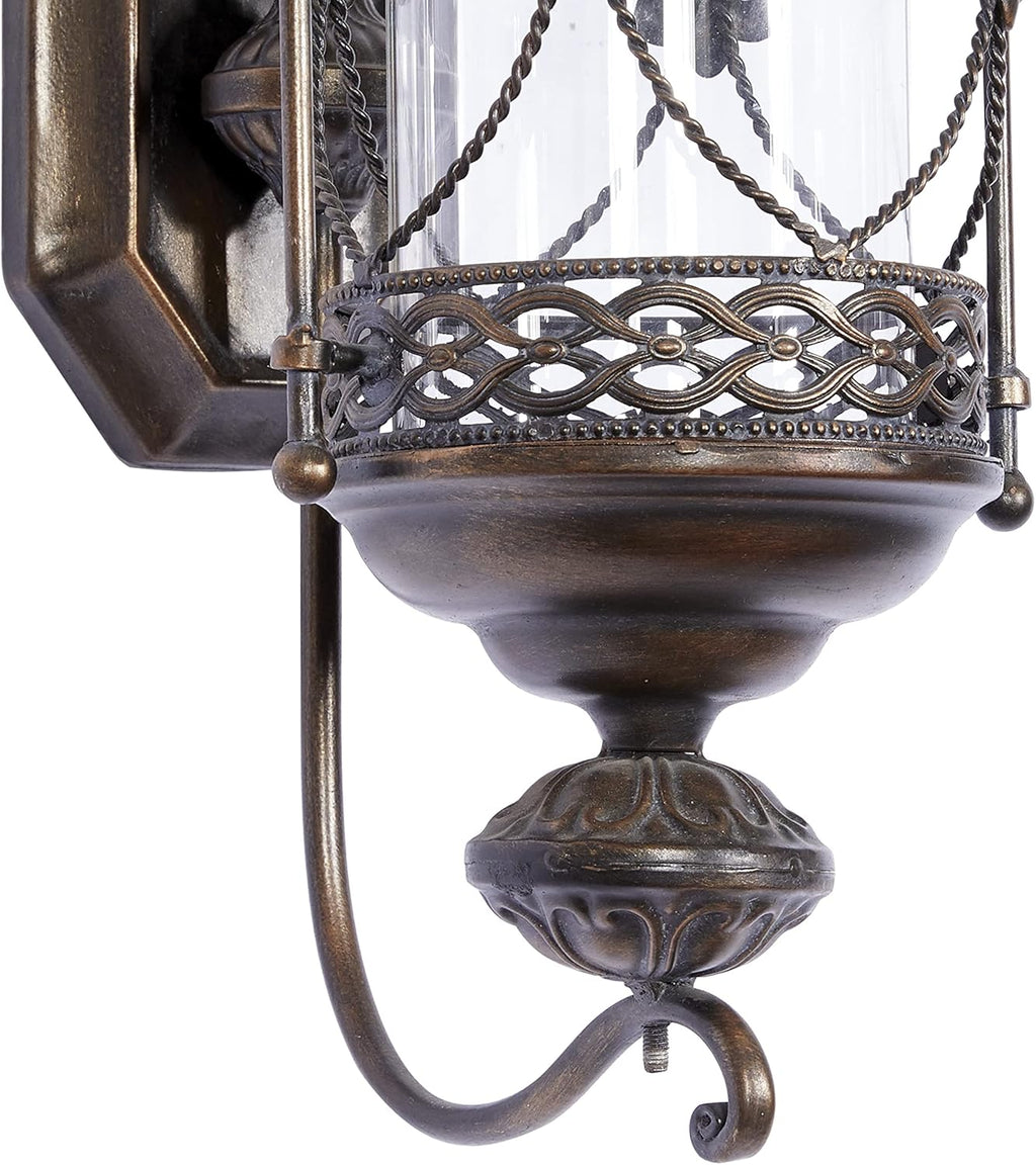 Textured Bronze Metal and Glass Floral Candle Sconce M763164
