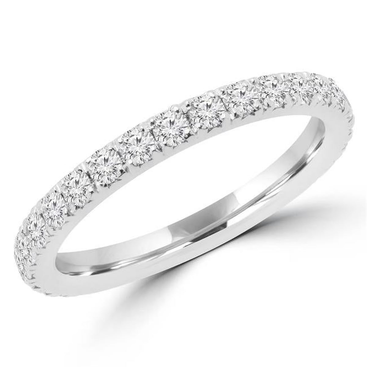 14K White Gold Semi-Eternity Wedding Band Ring U429