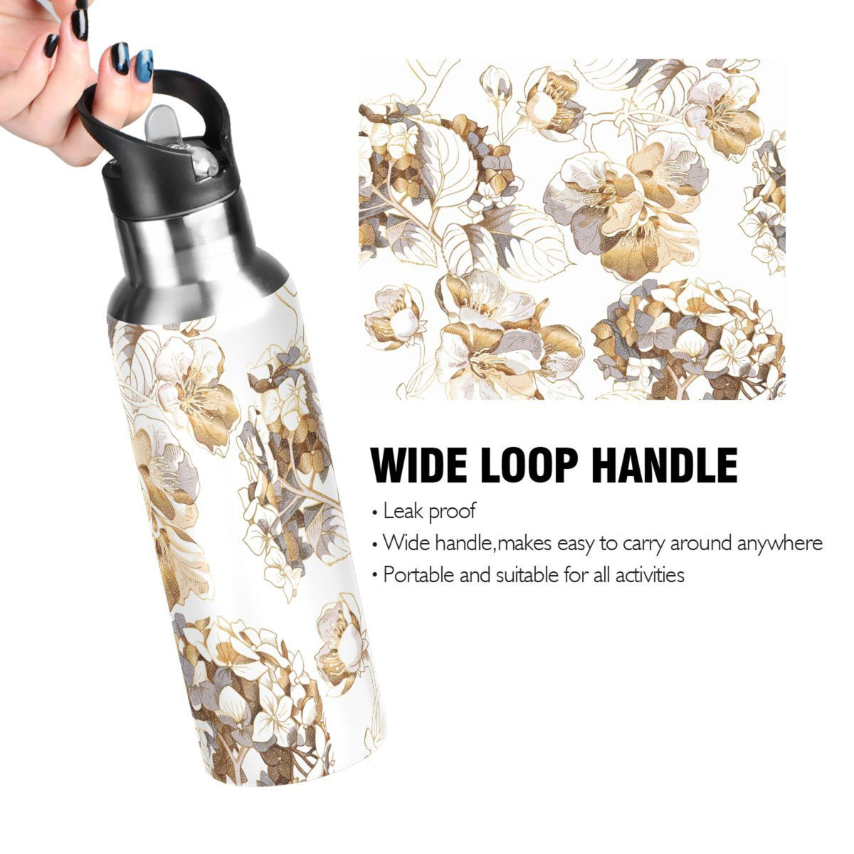 Stainless Steel Insulated Thermos Vacuum Flask with Straw Lid E296