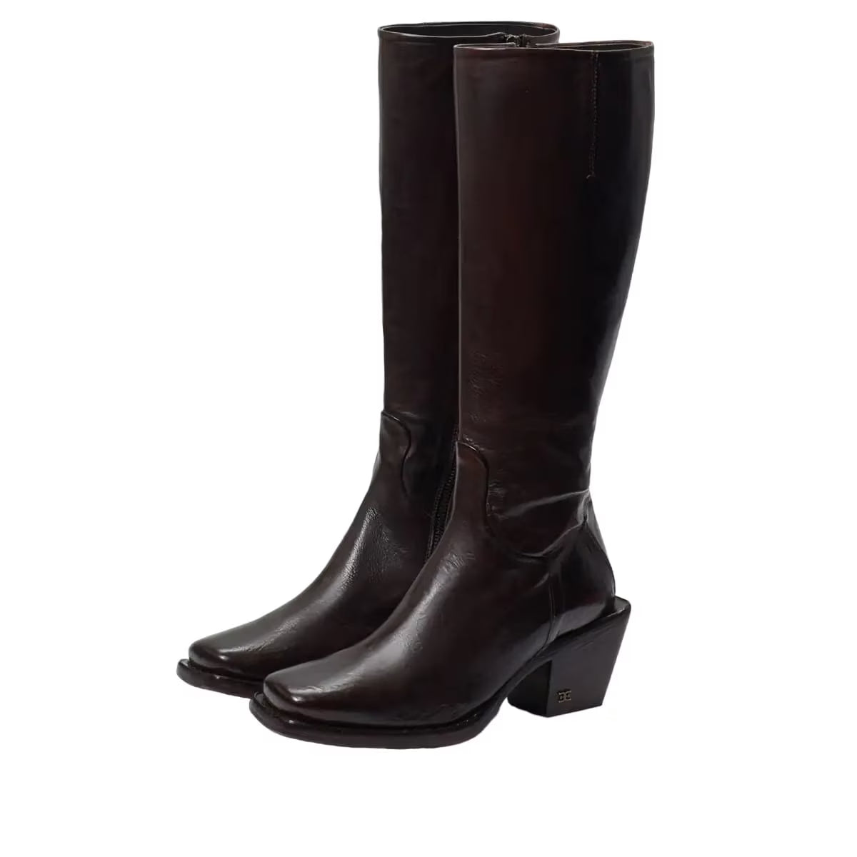 Dark Brown Washed Leather Square Toe Western Boot G55810