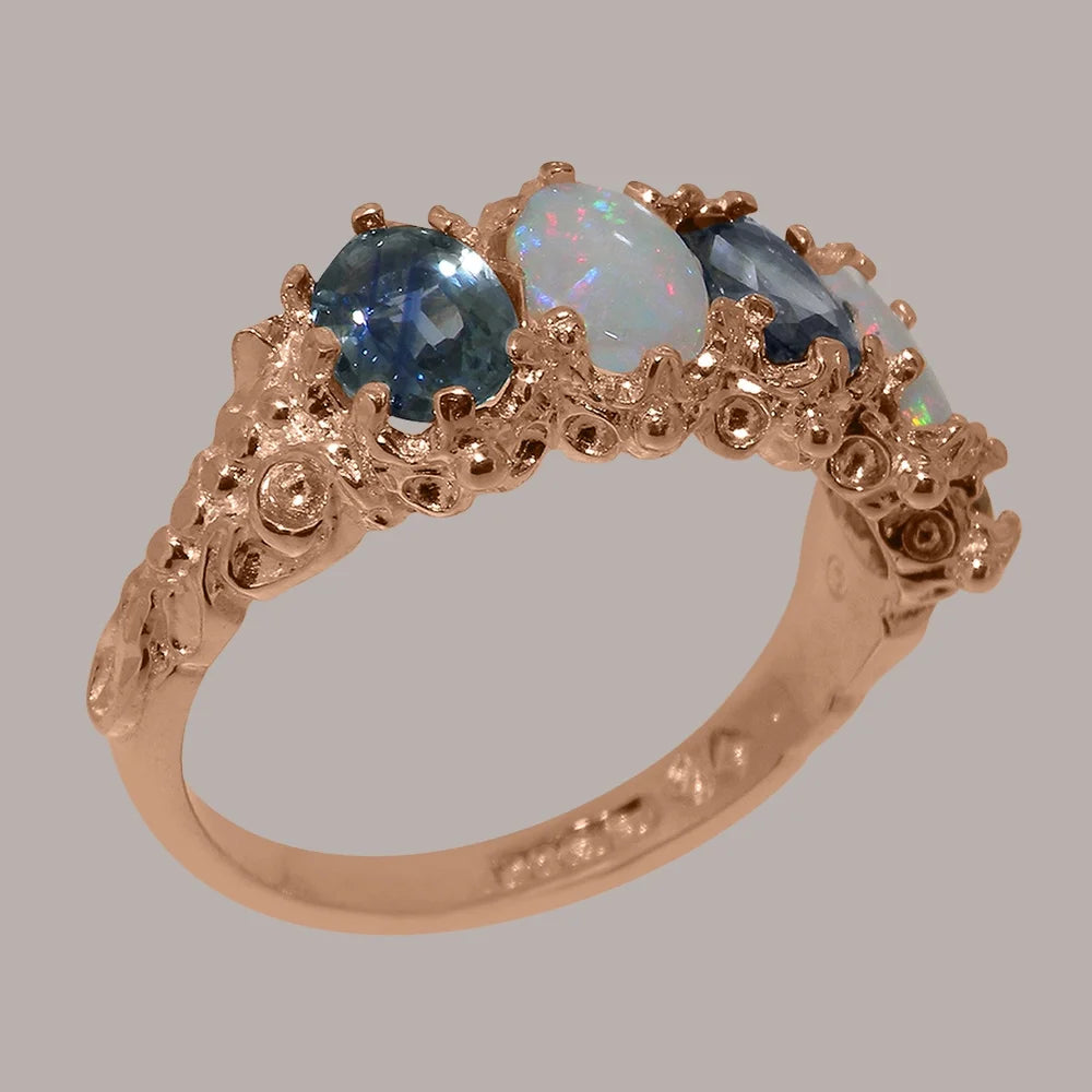 18k Rose Gold Natural Sapphire & Opal Eternity Ring W2024