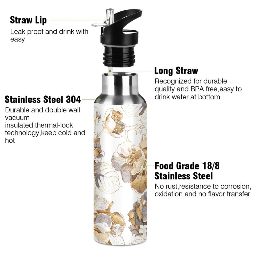 Stainless Steel Insulated Thermos Vacuum Flask with Straw Lid E296