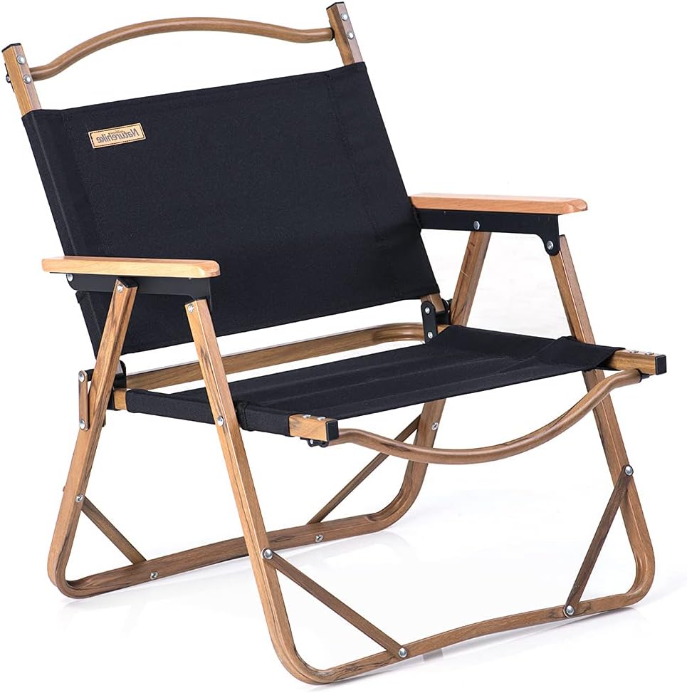Black Wood Grain Aluminum Folding Camping Chair C287685