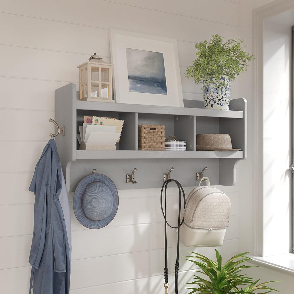 40W Cape Cod Gray Wall Mounted Coat Rack with Shelf B52302