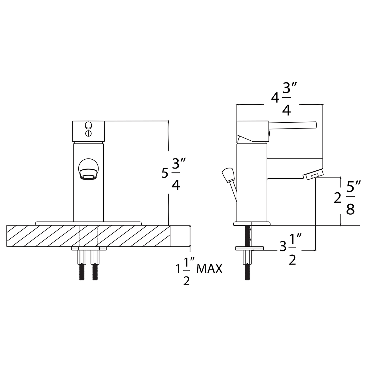 Euro Single Hole Lavatory Faucet U485