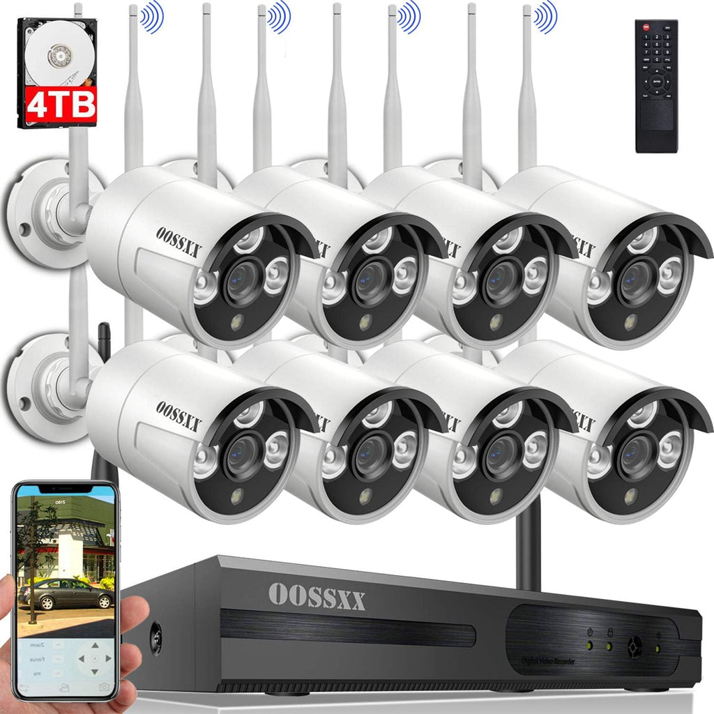 2K 3.0MP Wireless Security Camera System, 8 Channel NVR with 4TB HDD W7245