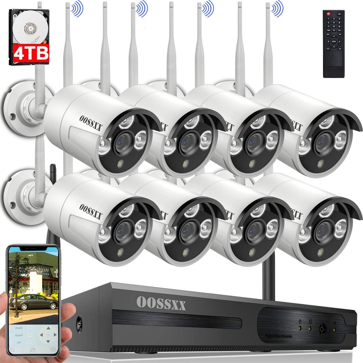2K 3.0MP Wireless Security Camera System, 8 Channel NVR with 4TB HDD W7245