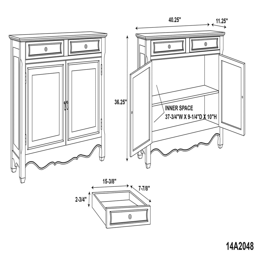 Blue 2-Door 2-Drawer Console Table with Shelves C482
