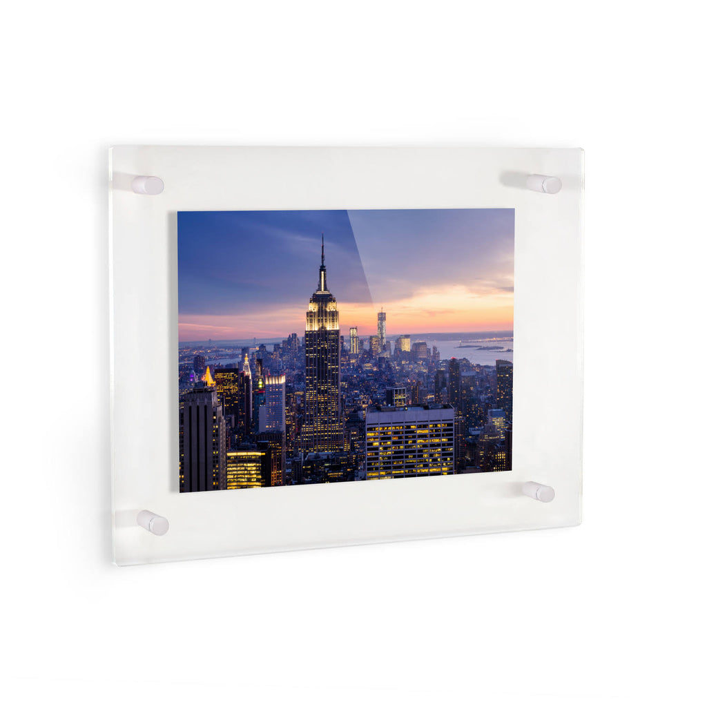 Acrylic Floating Frame for Pictures Up to 30x36 Inches with White Acrylic Standoff C174