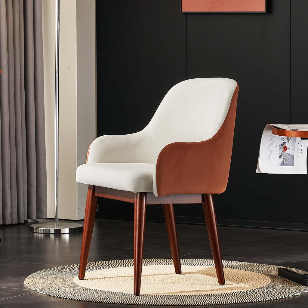 Velvet Arm Accent Chair Set of 2 with Solid Wood C425