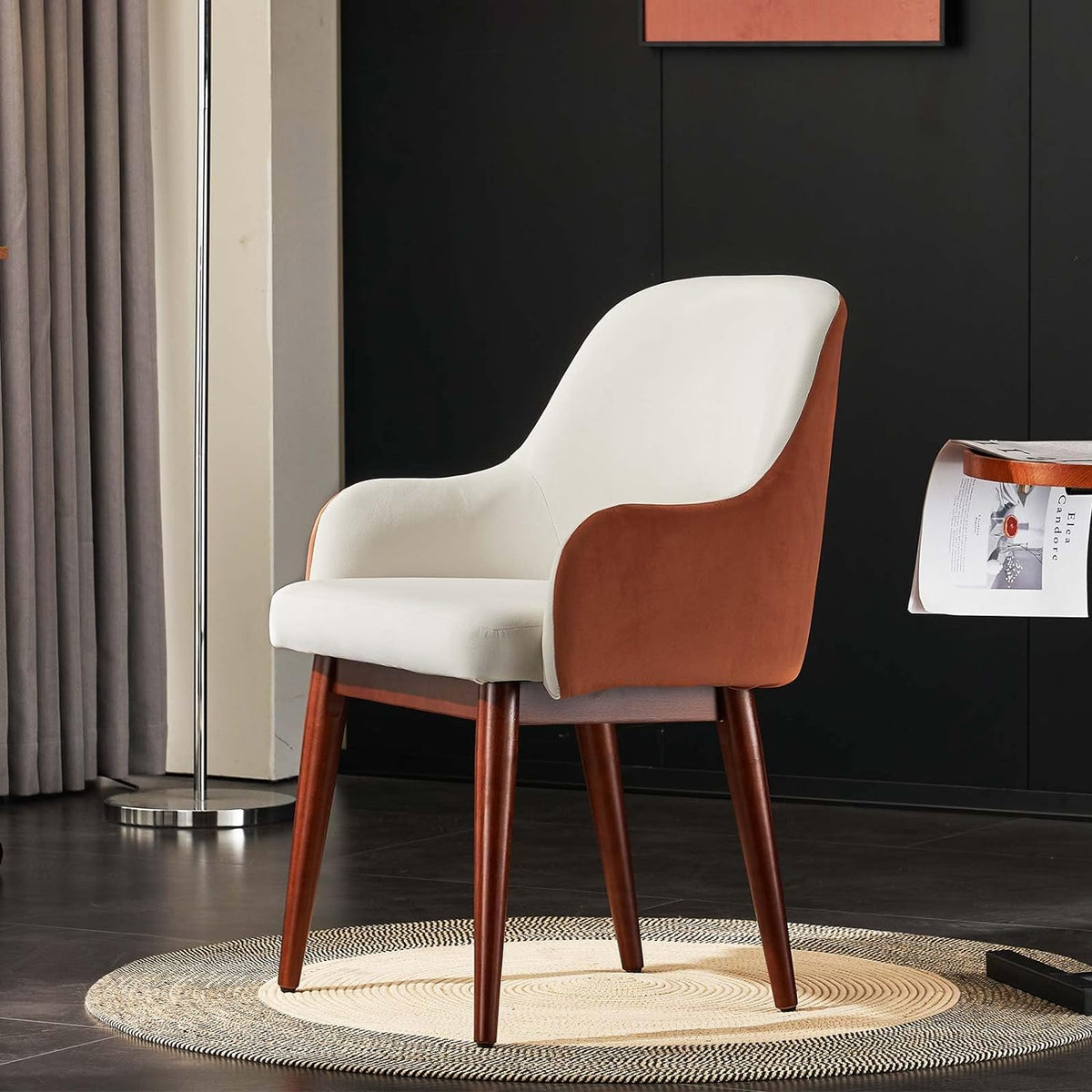Velvet Arm Accent Chair Set of 2 with Solid Wood C425