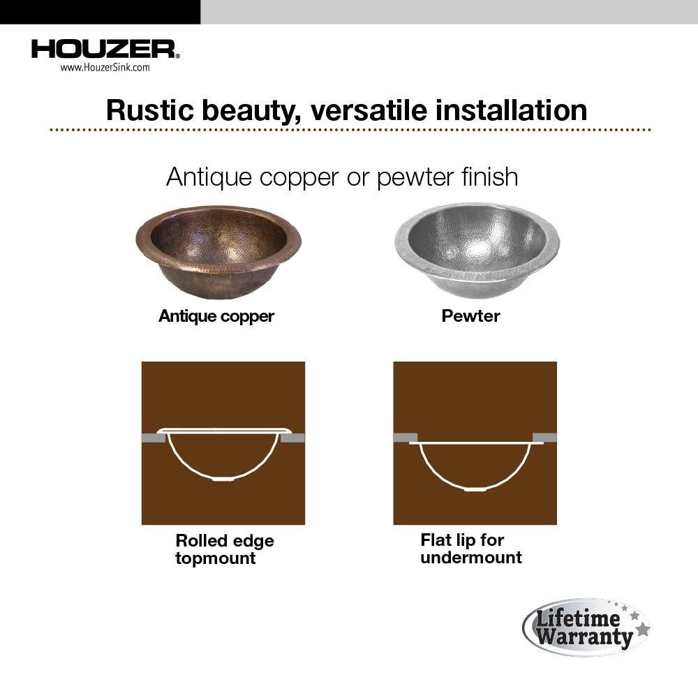 Lustrous Pewter Copper Self Rimming Sink O1704