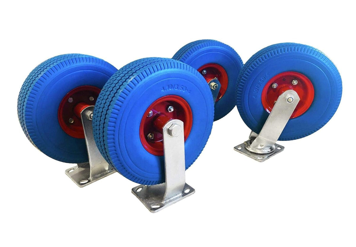 4-Pack of 10 X-Large Flat Free Casters (2 Swivel and 2 Fixed) 350 LBS Rated J98606