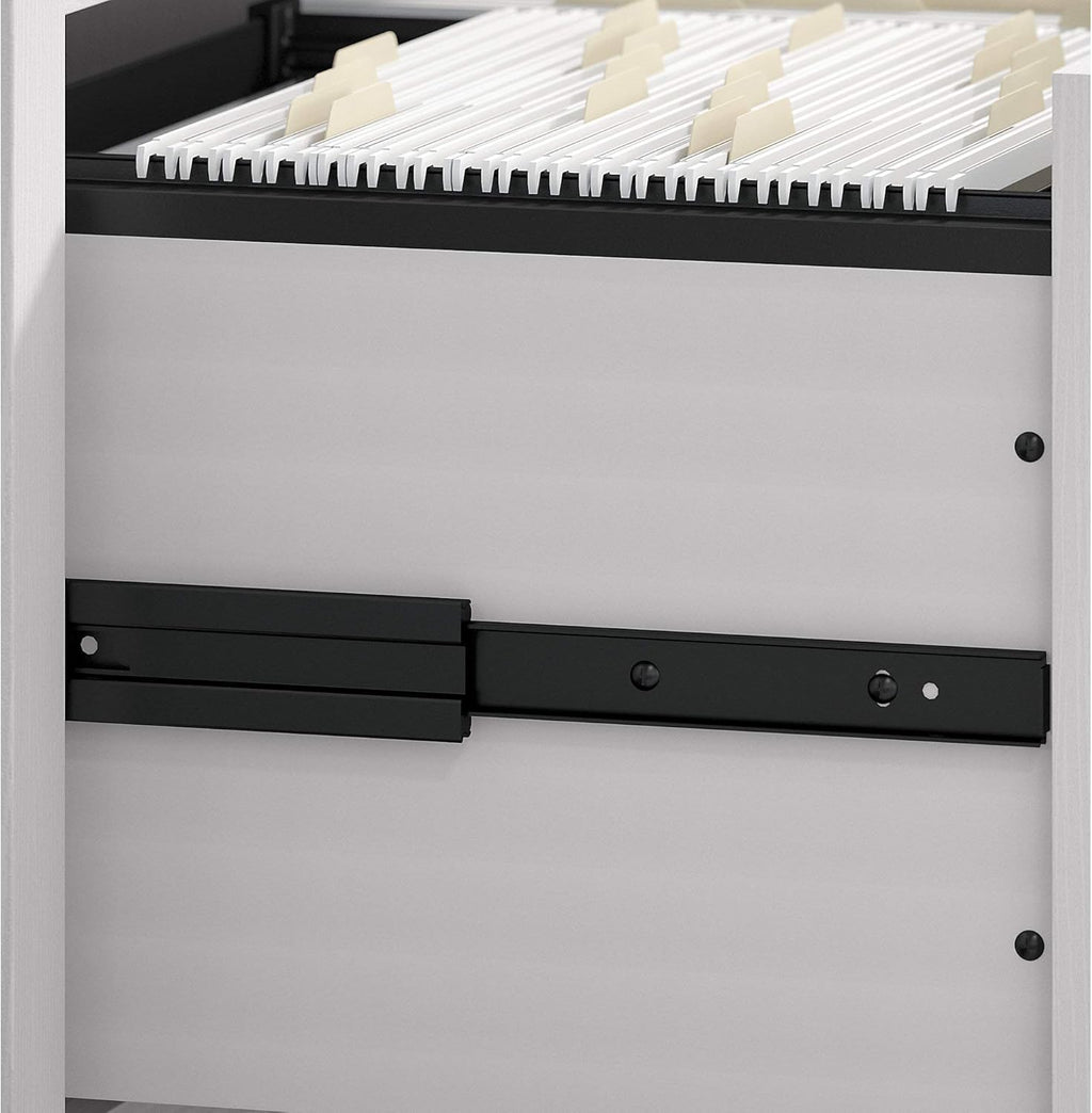 54W Computer Desk with Storage and 2 Drawer Mobile File Cabinet, Pure White Oak M81999