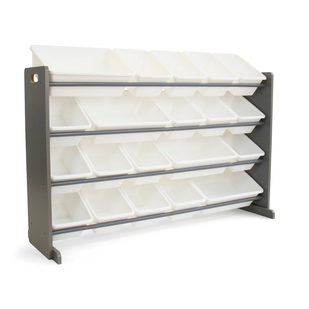 Grey and White Extra Large Storage Organizer with 20 Plastic Bins B4750