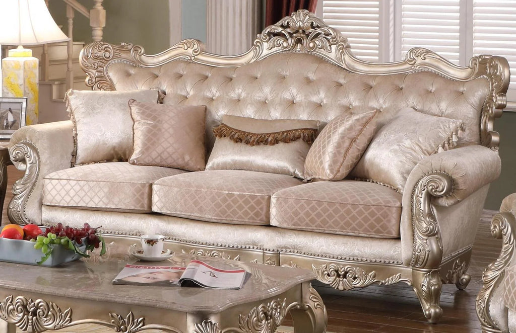 Beige Wood Sofa Set 3Pcs R4543