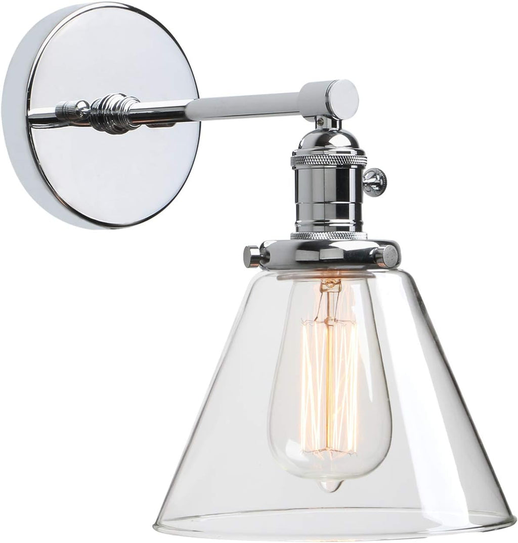 Vintage Industrial 1-Light Wall Lamp with Cone Glass Canopy V910509