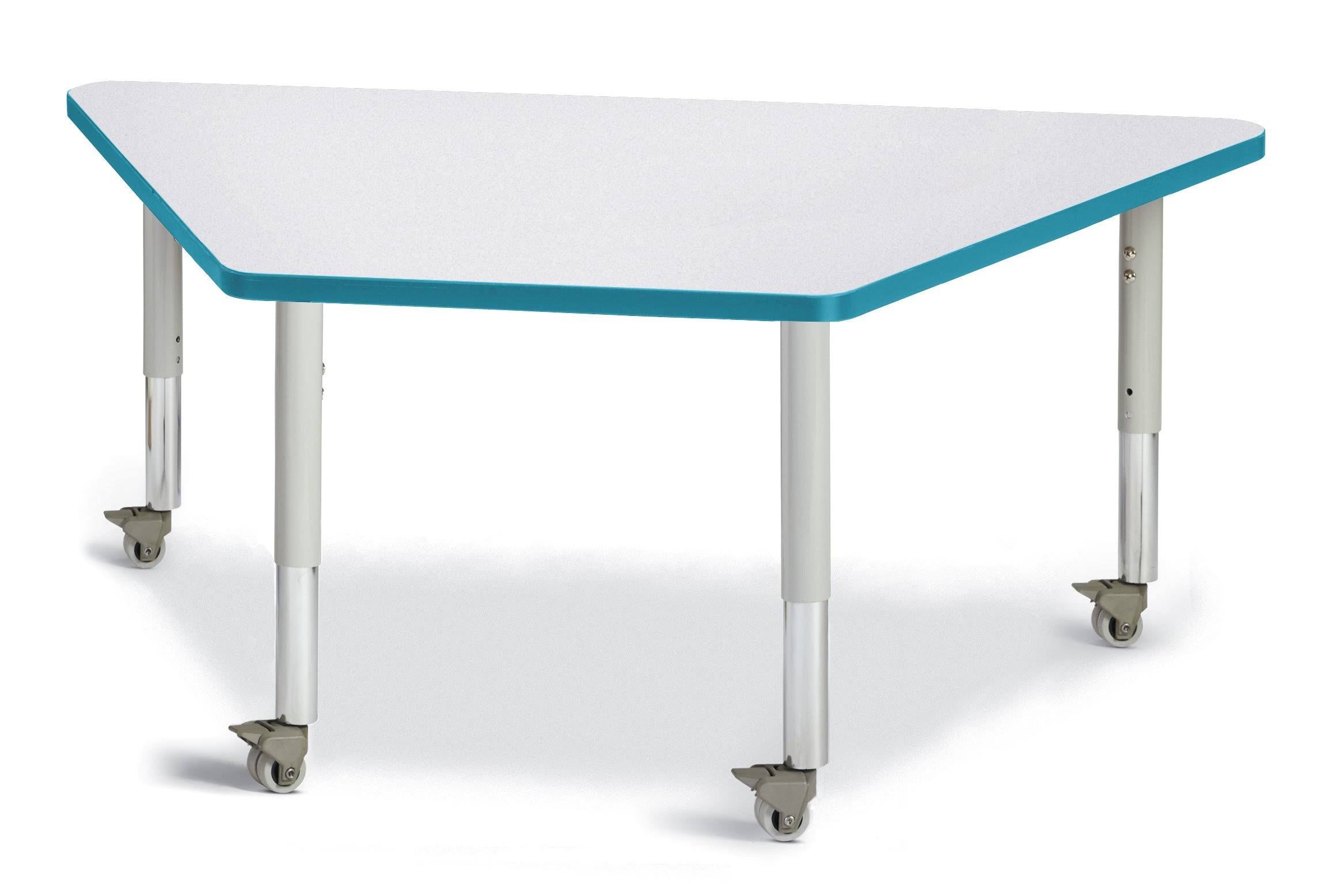 Trapezoid Activity Tables Gray and Teal - 30 x 60 in. E33052
