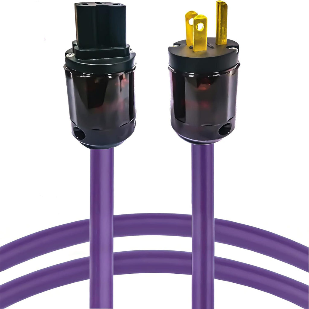 12AWG 7N OCC Figure 8 AC Power Cable, 24K Gold Plated US Plug, IEC320-C7, 125V/15A, 3.3FT, Pack of 2 C156