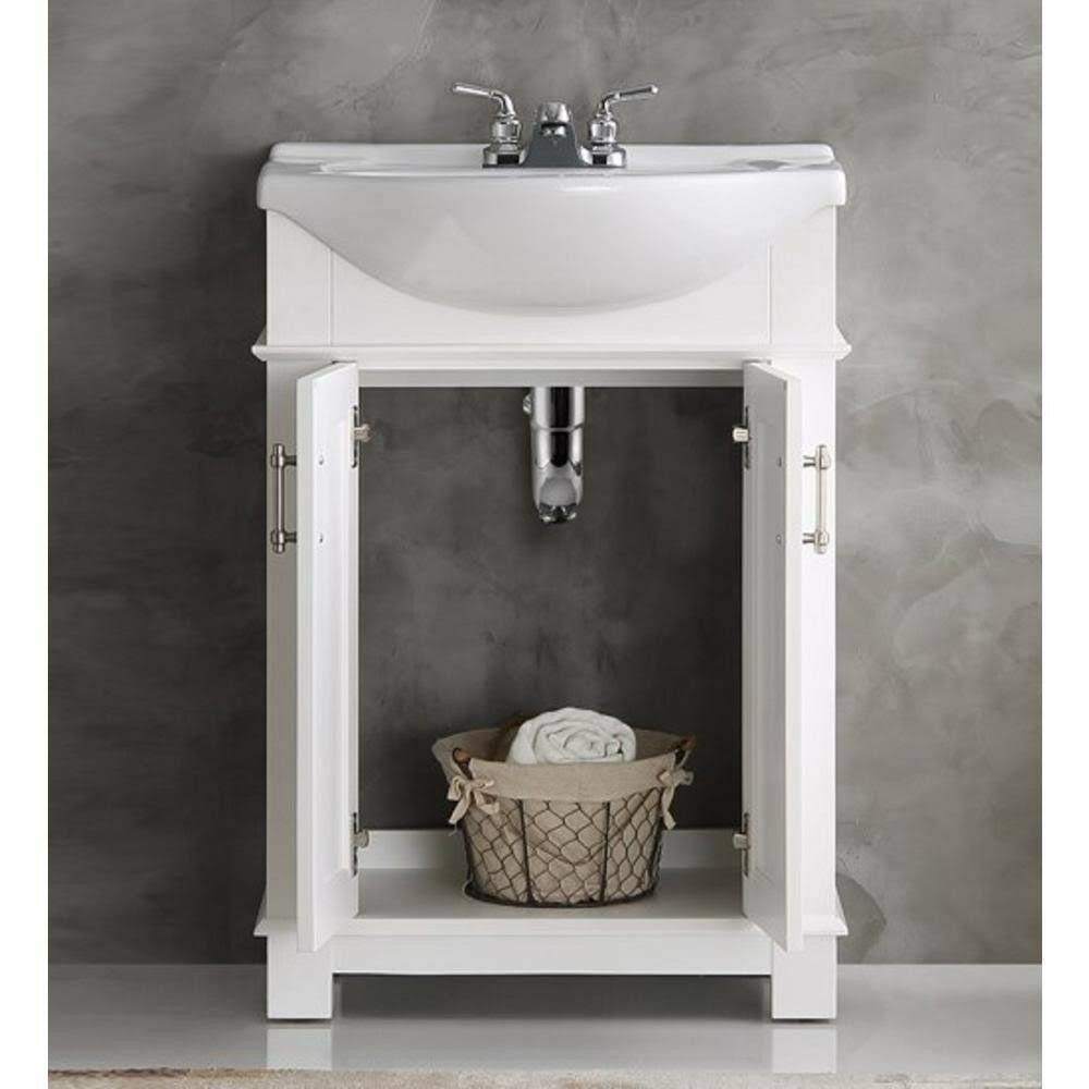 White Ceramic Top Bathroom Vanity Cabinet T32970
