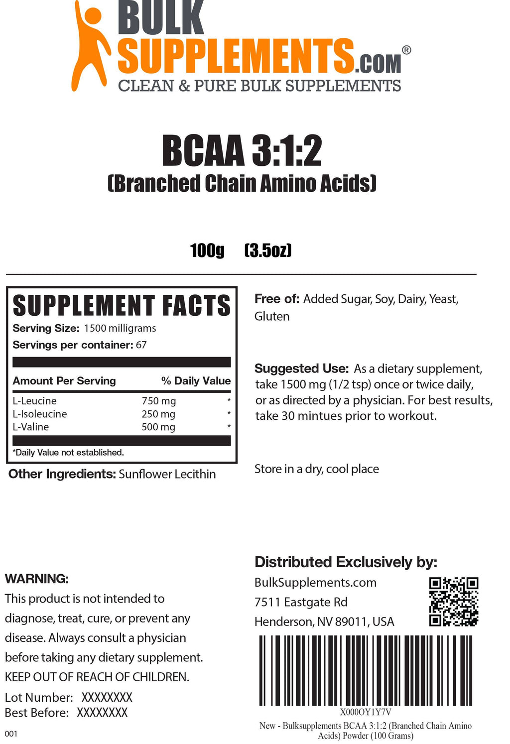 25kg Pure BCAA Powder S955