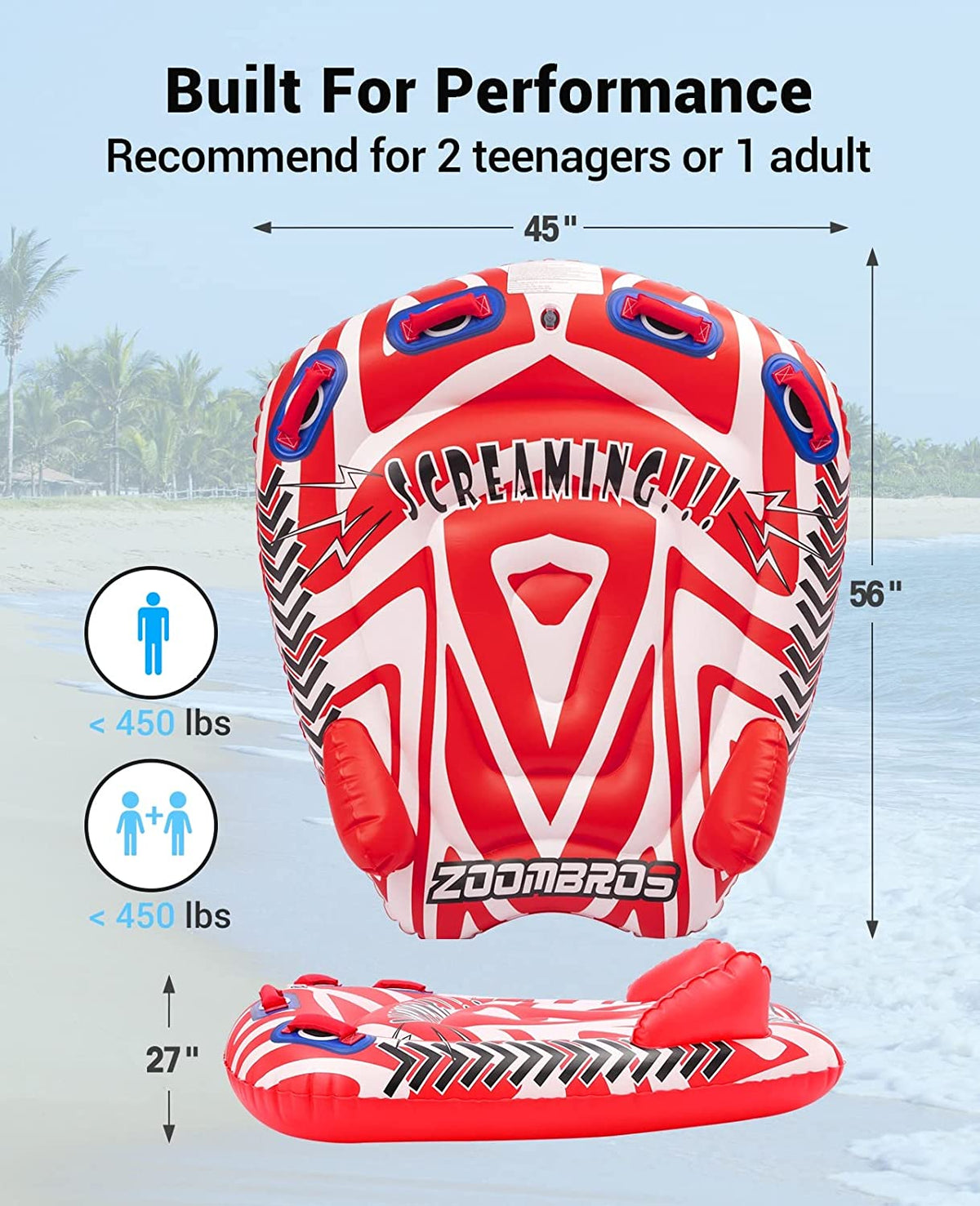Inflatable Towable Tube for 2 Persons D1901