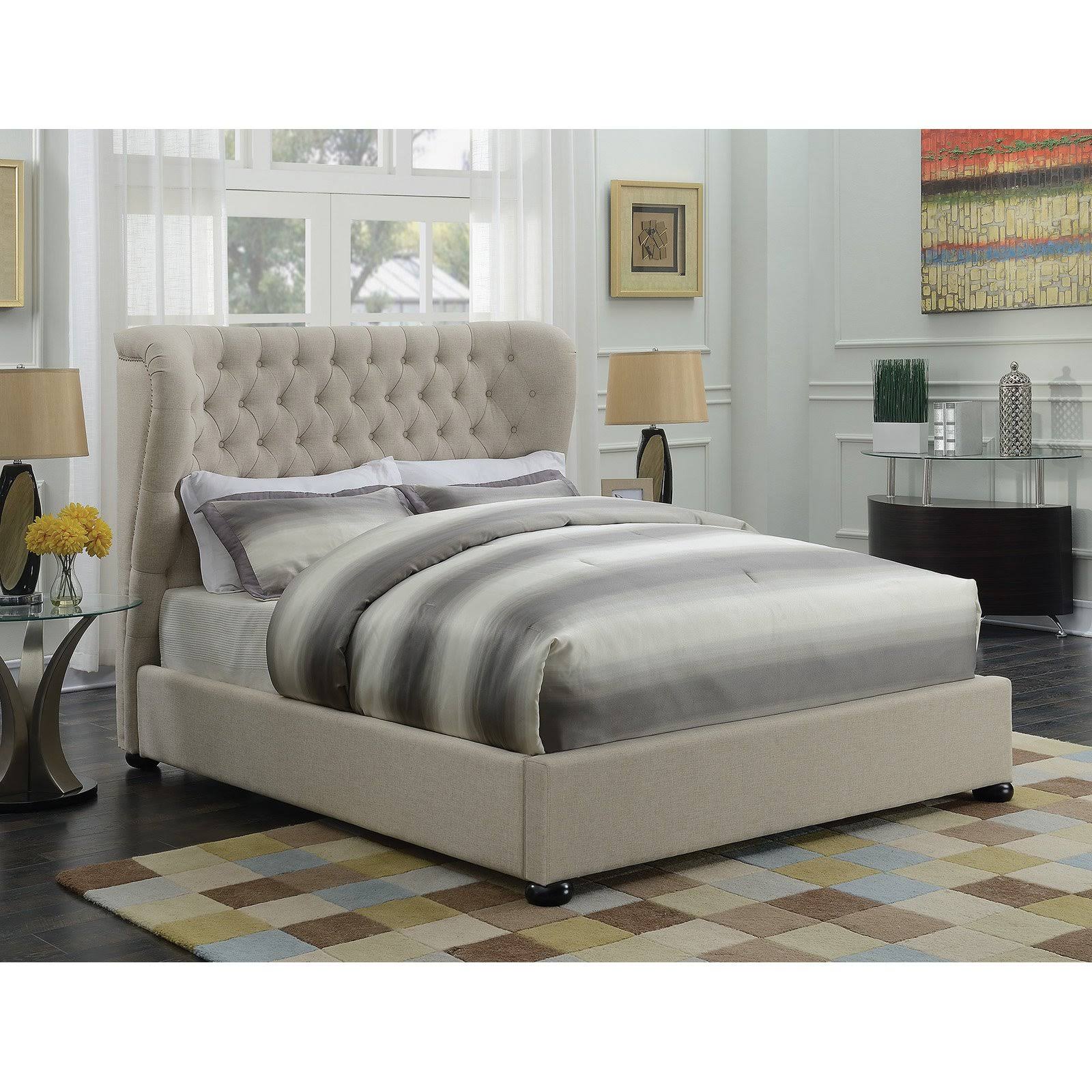 Beige Upholstered Platform Bed H82392